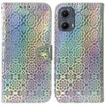 For Motorola Edge 2024 Colorful Magnetic Buckle Leather Phone Case(Silver)