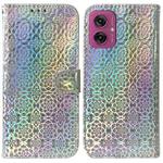 For Motorola Moto G55 Colorful Magnetic Buckle Leather Phone Case(Silver)