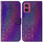 For Motorola Moto G55 Colorful Magnetic Buckle Leather Phone Case(Purple)