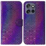 For Motorola Edge 50 Neo 5G Global Colorful Magnetic Buckle Leather Phone Case(Purple)