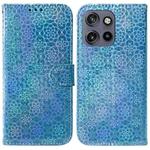 For Motorola Edge 50 Neo 5G Global Colorful Magnetic Buckle Leather Phone Case(Blue)