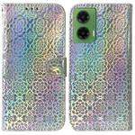 For Motorola Moto G35 Colorful Magnetic Buckle Leather Phone Case(Silver)