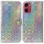 For Motorola Moto G05 / E15 Colorful Magnetic Buckle Leather Phone Case(Silver)