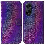 For OPPO A98 5G / F23 5G India Colorful Magnetic Buckle Leather Phone Case(Purple)