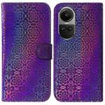 For OPPO Reno10 5G Global/Reno10 Pro Global Colorful Magnetic Buckle Leather Phone Case(Purple)