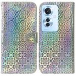 For OPPO Reno11 F Global Colorful Magnetic Buckle Leather Phone Case(Silver)