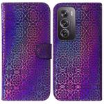 For OPPO Reno12 Pro 5G Global Colorful Magnetic Buckle Leather Phone Case(Purple)