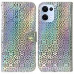 For OPPO Reno13 Global Colorful Magnetic Buckle Leather Phone Case(Silver)