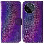 For Realme 11 4G Global Colorful Magnetic Buckle Leather Phone Case(Purple)