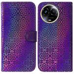 For Realme 11 5G Global Colorful Magnetic Buckle Leather Phone Case(Purple)