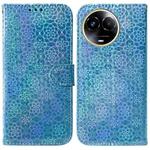 For Realme 11 5G Global Colorful Magnetic Buckle Leather Phone Case(Blue)