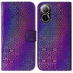 For Realme C67 4G Global Colorful Magnetic Buckle Leather Phone Case(Purple)