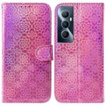 For Realme C65 4G Colorful Magnetic Buckle Leather Phone Case(Pink)