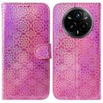 For Realme 14 Pro+ Colorful Magnetic Buckle Leather Phone Case(Pink)