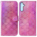 For Samsung Galaxy A25 5G Colorful Magnetic Buckle Leather Phone Case(Pink)