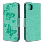 For Huawei Y5P / Honor 9S Two Butterflies Embossing Pattern Horizontal Flip Leather Case with Holder & Card Slot & Wallet & Lanyard(Green)