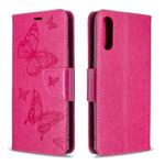 For Sony Xperia L4 Two Butterflies Embossing Pattern Horizontal Flip Leather Case with Holder & Card Slot & Wallet & Lanyard(Rose Red)