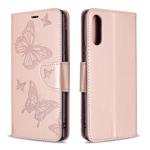 For Sony Xperia L4 Two Butterflies Embossing Pattern Horizontal Flip Leather Case with Holder & Card Slot & Wallet & Lanyard(Rose Gold)