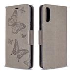 For Sony Xperia L4 Two Butterflies Embossing Pattern Horizontal Flip Leather Case with Holder & Card Slot & Wallet & Lanyard(Grey)