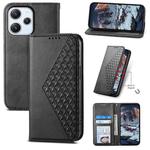 For Xiaomi Redmi 12 Cubic Grid Calf Texture Magnetic Leather Phone Case(Black)