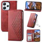 For Xiaomi Redmi 12 Cubic Grid Calf Texture Magnetic Leather Phone Case(Red)