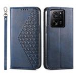 For Xiaomi 13T Cubic Grid Calf Texture Magnetic Leather Phone Case(Blue)