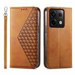 For Xiaomi Redmi Note 13 Pro 5G Cubic Grid Calf Texture Magnetic Leather Phone Case(Yellow)
