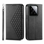 For Xiaomi 14 Cubic Grid Calf Texture Magnetic Leather Phone Case(Black)