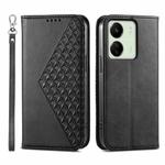 For Xiaomi Redmi 13C Cubic Grid Calf Texture Magnetic Leather Phone Case(Black)