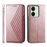 For Xiaomi Redmi 13C Cubic Grid Calf Texture Magnetic Leather Phone Case(Rose Gold)