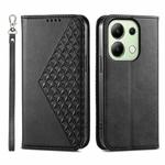 For Xiaomi Redmi Note 13 4G Cubic Grid Calf Texture Magnetic Leather Phone Case(Black)