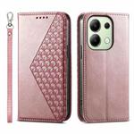 For Xiaomi Redmi Note 13 4G Cubic Grid Calf Texture Magnetic Leather Phone Case(Rose Gold)