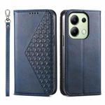 For Xiaomi Redmi Note 13 4G Cubic Grid Calf Texture Magnetic Leather Phone Case(Blue)