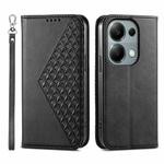 For Xiaomi Redmi Note 13 Pro 4G Cubic Grid Calf Texture Magnetic Leather Phone Case(Black)