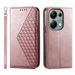 For Xiaomi Redmi Note 13 Pro 4G Cubic Grid Calf Texture Magnetic Leather Phone Case(Rose Gold)