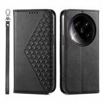 For Xiaomi 14 Ultra Cubic Grid Calf Texture Magnetic Leather Phone Case(Black)