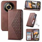 For Realme 11 Pro Cubic Grid Calf Texture Magnetic Leather Phone Case(Brown)