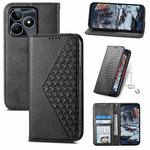 For Realme C53 Cubic Grid Calf Texture Magnetic Leather Phone Case(Black)