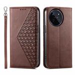 For Realme 11 4G Cubic Grid Calf Texture Magnetic Leather Phone Case(Brown)