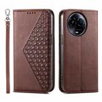 For Realme 11 5G Cubic Grid Calf Texture Magnetic Leather Phone Case(Brown)