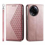 For Realme 11 5G Cubic Grid Calf Texture Magnetic Leather Phone Case(Rose Gold)