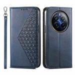 For Realme 12 Pro+ Cubic Grid Calf Texture Magnetic Leather Phone Case(Blue)