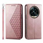 For Realme 13 Pro / 13 Pro+ Global Cubic Grid Calf Texture Magnetic Leather Phone Case(Rose Gold)