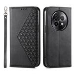 For Realme 13+ Cubic Grid Calf Texture Magnetic Leather Phone Case(Black)