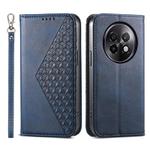 For Realme 13+ Cubic Grid Calf Texture Magnetic Leather Phone Case(Blue)