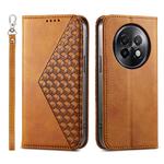 For Realme 13+ Cubic Grid Calf Texture Magnetic Leather Phone Case(Yellow)