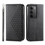 For Realme C75 / Realme 14x Cubic Grid Calf Texture Magnetic Leather Phone Case(Black)