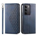 For Realme C75 / Realme 14x Cubic Grid Calf Texture Magnetic Leather Phone Case(Blue)