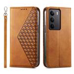 For Realme C75 / Realme 14x Cubic Grid Calf Texture Magnetic Leather Phone Case(Yellow)