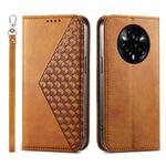 For Realme 14 Pro Cubic Grid Calf Texture Magnetic Leather Phone Case(Yellow)